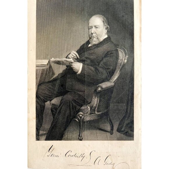 Louis Godey Portrait Engraving 1860s Victorian Cordially Yours Signature DWEE18 - Picture 4 of 4